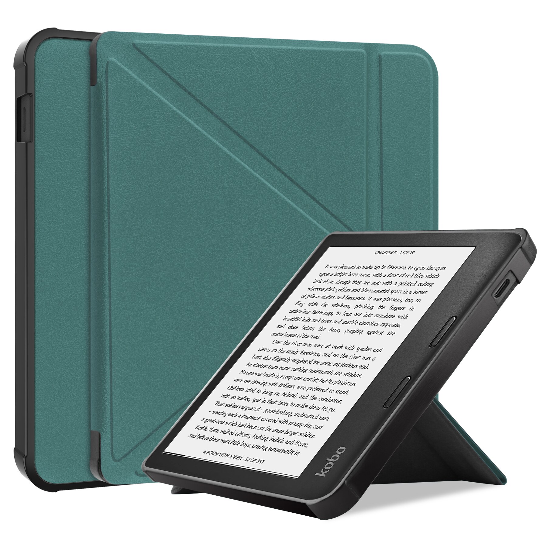 Slim Ultra Magnetic Stand Hard Back Shell Protective Smart Cover Case For All Kobo Libra 2 eReader Kids Transformers: Green