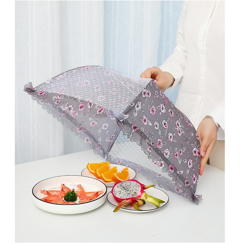 60/80cm Gauze Umbrella Food Cover Picnic Kitchen Anti Fly Mosquito Net Folded Meal Cover Tent Table Mesh Food Cover Kitchen Tool