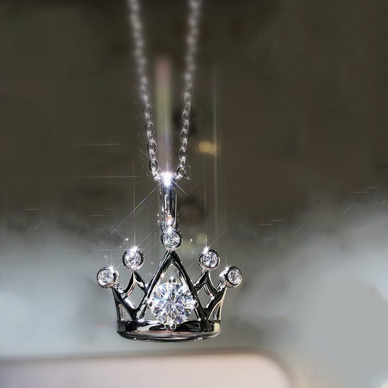 Npkds queen crown choker halskæde 925 sterling sølv kæde lille krystal vedhæng halskæde kvinder smykker: Default Title