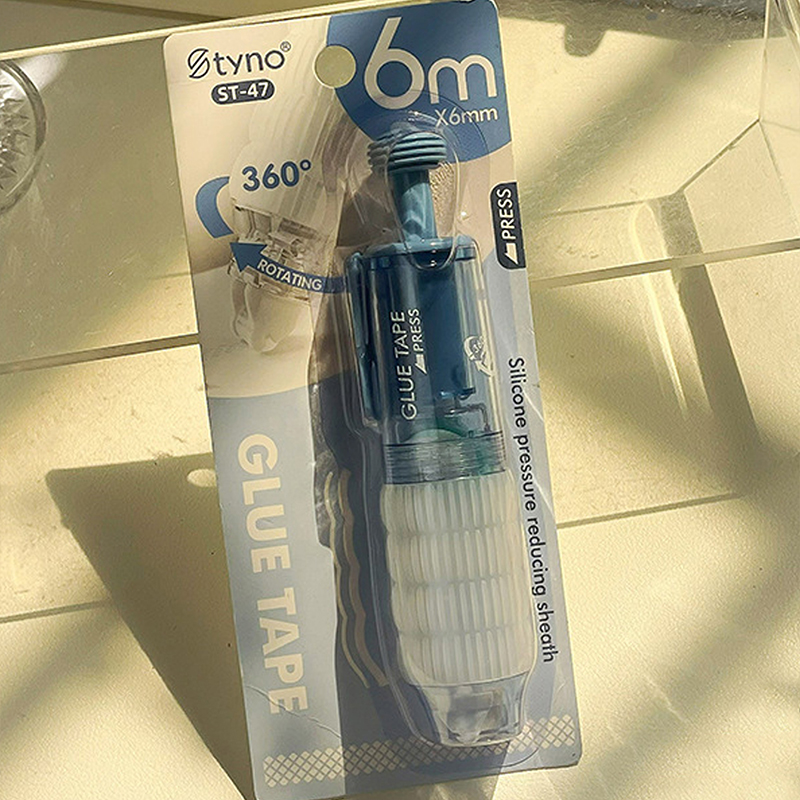 Dispensador de puntos transparente, cinta de doble cara, recambios reemplazables, manual, pegamento de puntos, papelería, suministros escolares y de oficina, papelería: Azul