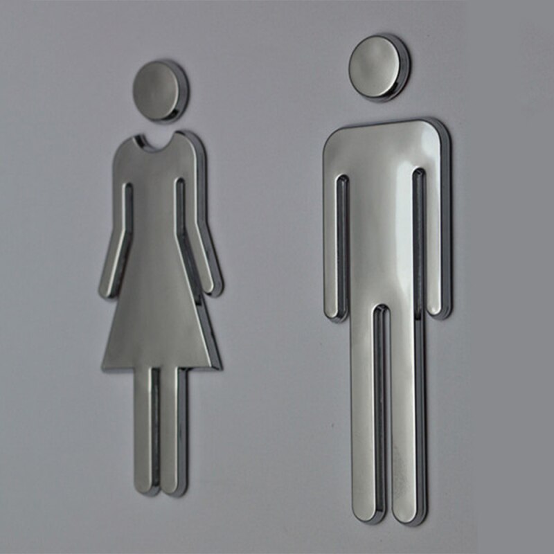 12cm Acrylic Self Adhesive Toilet Door Sign Men And Women WC Bathroom Hotel Office Mark Label Sticker