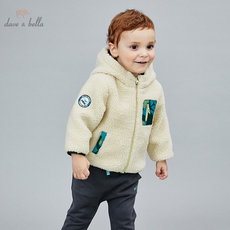 DBX14611 dave bella automne bébé garçons dessin animé double-usure poches manteau à glissière enfants hauts vêtements d'extérieur pour enfants en bas âge