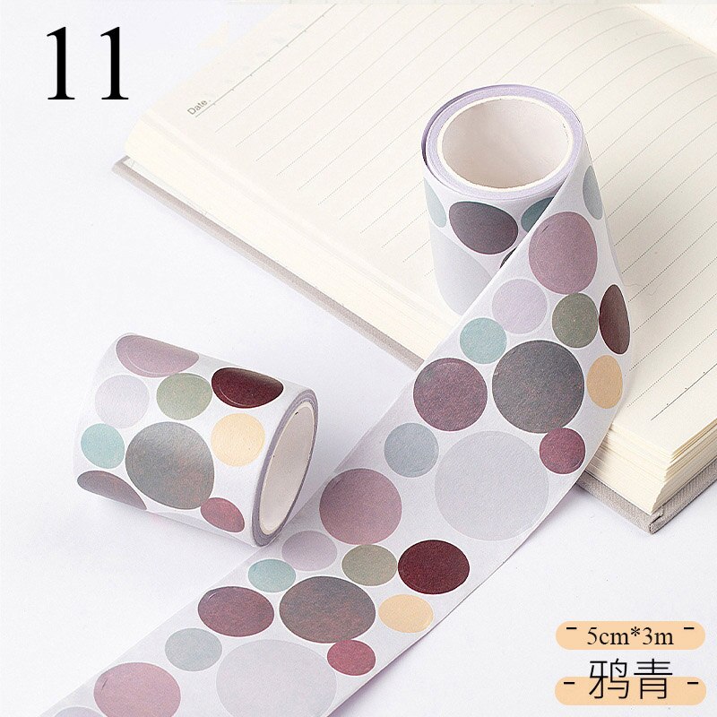 5cm*3m Colored Round Washi Tape Kawaii Dots Label Masking Tape Decorative Adhesive Tape Sticker Scrapbooking Sealing Stationery: 11
