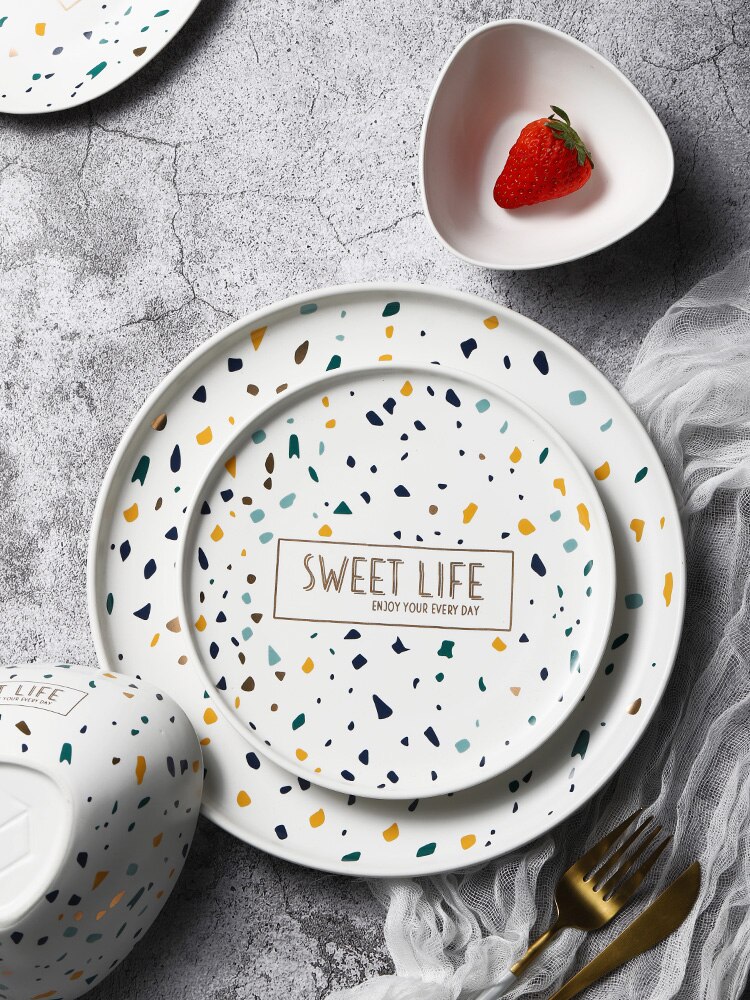 Luxury Serving Plates Set Kids Kitchen Modern Dinnerware Plate Sets Hospitality White Talerze Obiadowe Plates Dinner Serving