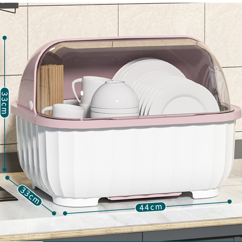 Armadietto per piatti da cucina Dishe Cestello di scarico per bacchette Multifunzionale antipolvere con coperchio Cestello portaoggetti per categoriezione stoviglie: prugna