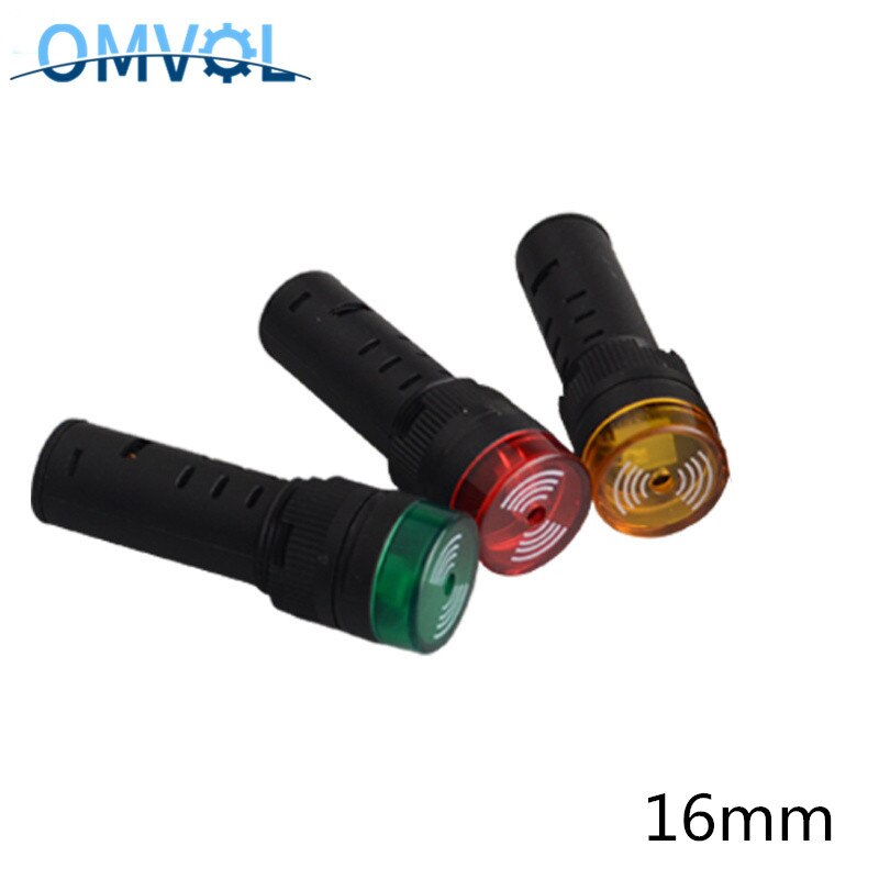 1PC 16mm Panel Mount led Indicator buzzer 5V 12V 24V 220V led buzzer Flash Light