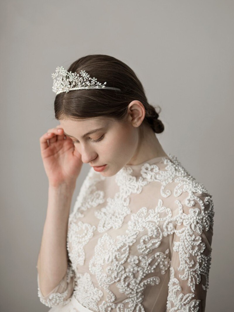 Exquisite Mini Flowers Bridal Headpiece Wedding Accessories Bride Tiara Headband Handmade Hair Crown for Women