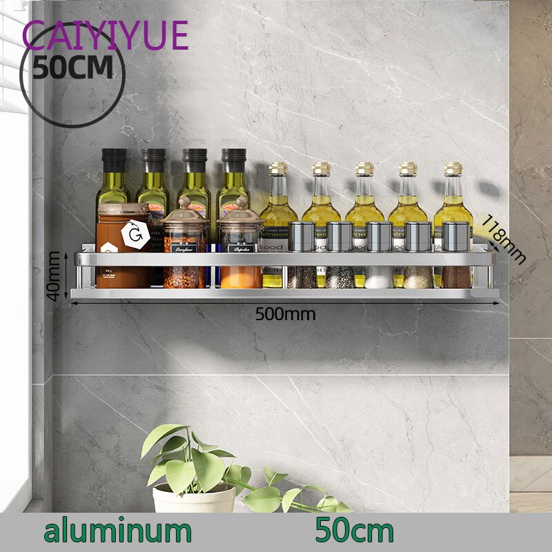 Kitchen rack wall-mounted multi-function punch-free Bathroom Shelf Accessories Wall Mount Shower Shampoo Storage Shelves: 50cm