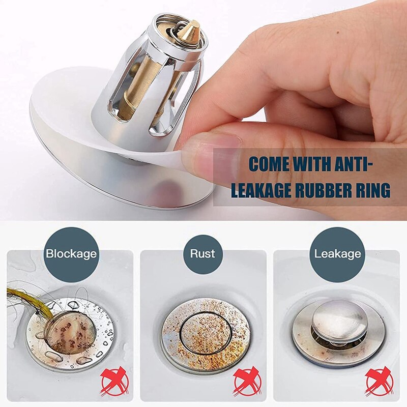 Badkamer Gootsteen Stop Core Push Type Wastafel-Up Afvoer Filter Bad Converter Gootsteen Zeef Plug