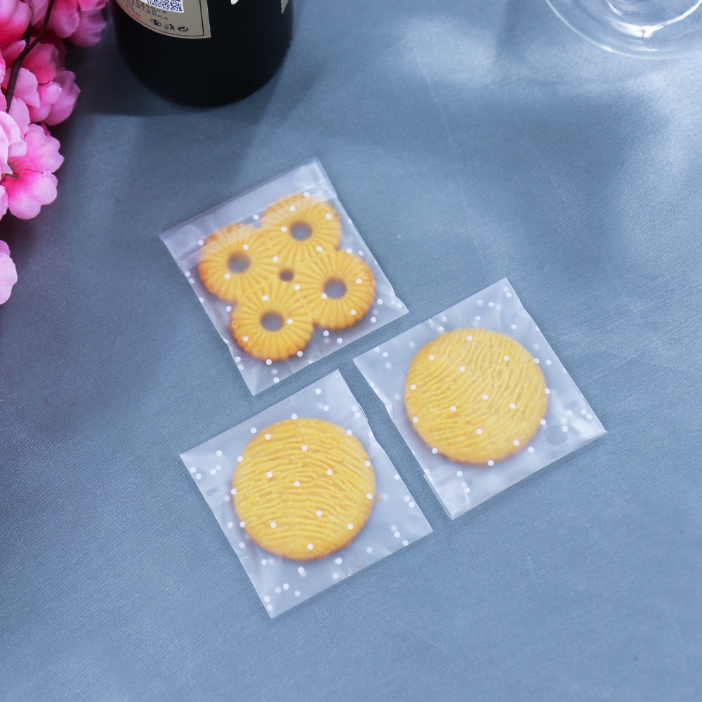 100PCS Transparent Dot Cookie Candy Bag Candy Bag Package For DIY Wedding Birthday Goodies Snack Baking Plastic Bag