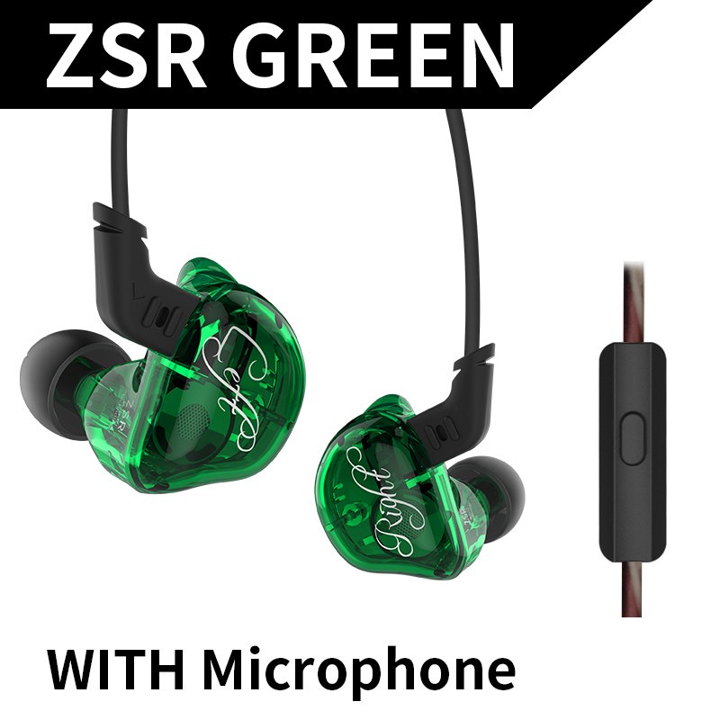 KZ ZSR Sechs Treiber In Ohr Kopfhörer Anker Und Dynamische Hybrid Headset HIFI Bass Mit Ersetzt Kabel Noise Cancelling Ohrhörer: ZSR Green Mic
