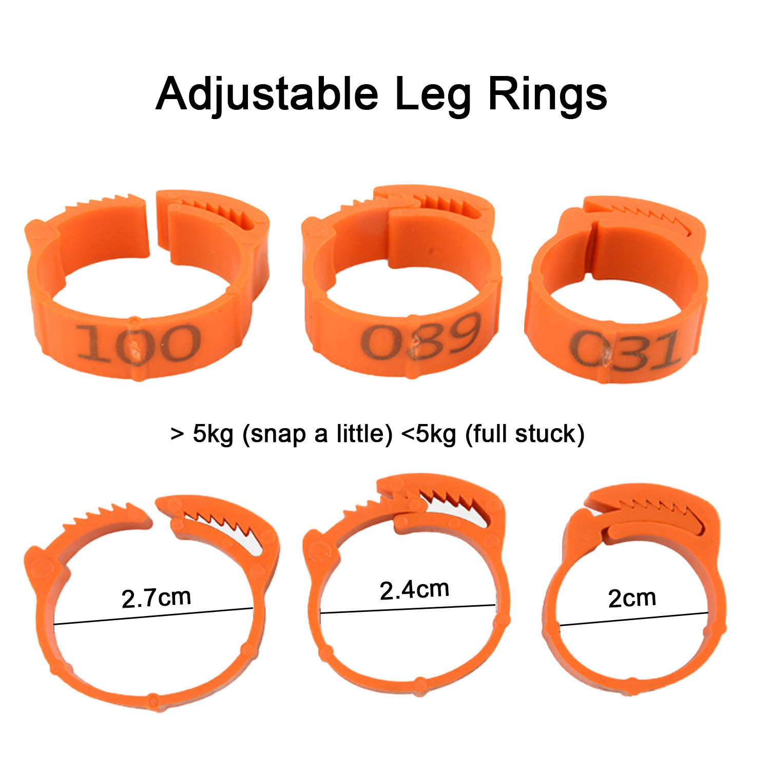 Behogar 100PCS Adjustable Digital Label Poultry Chicken Foot Label Buckle Rings for Chicken Duck Pigeon Poultry Farm Supplies