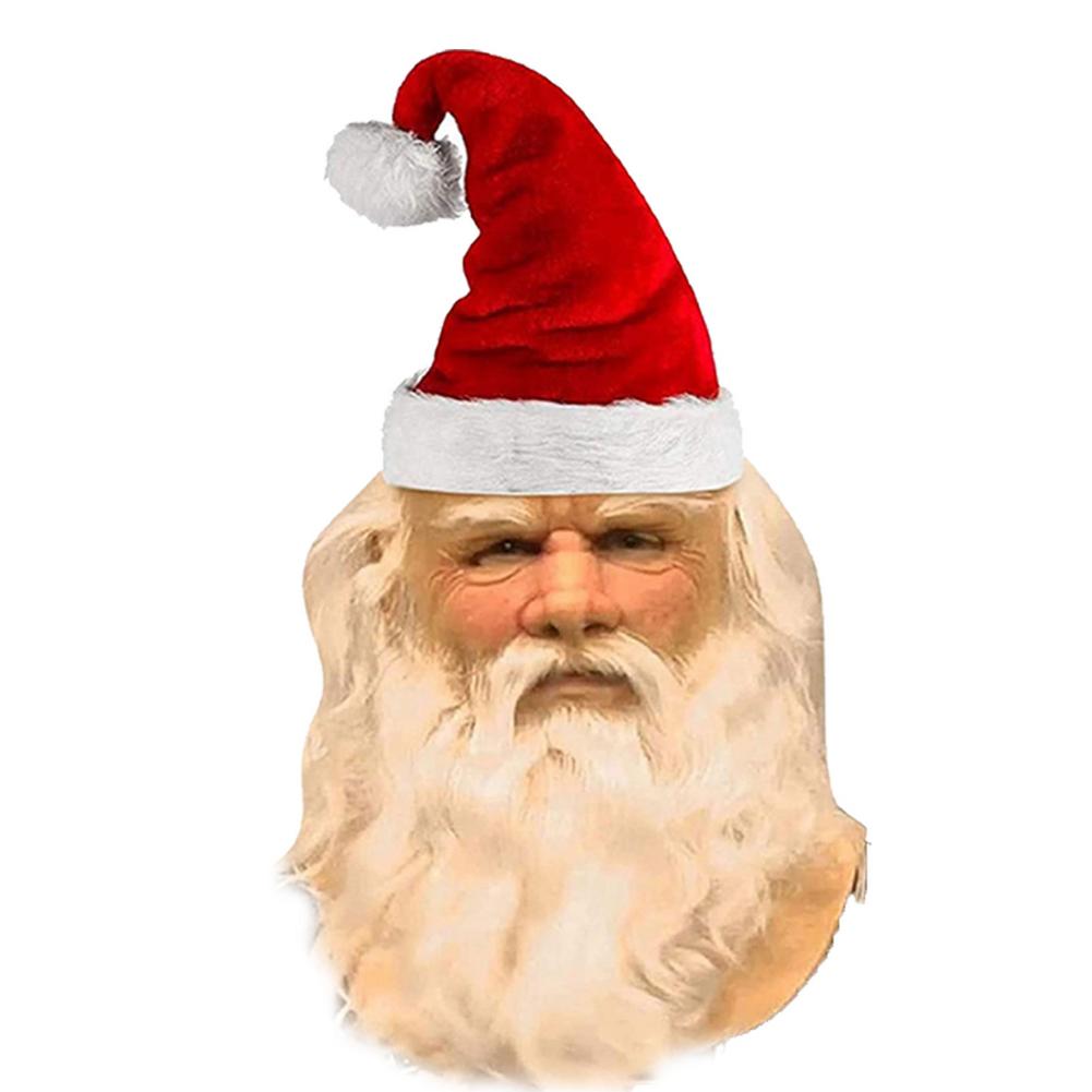 Unisex adult 3 christmas santa claus mask suit natural latex merry christmas face cover hood: Julenissen