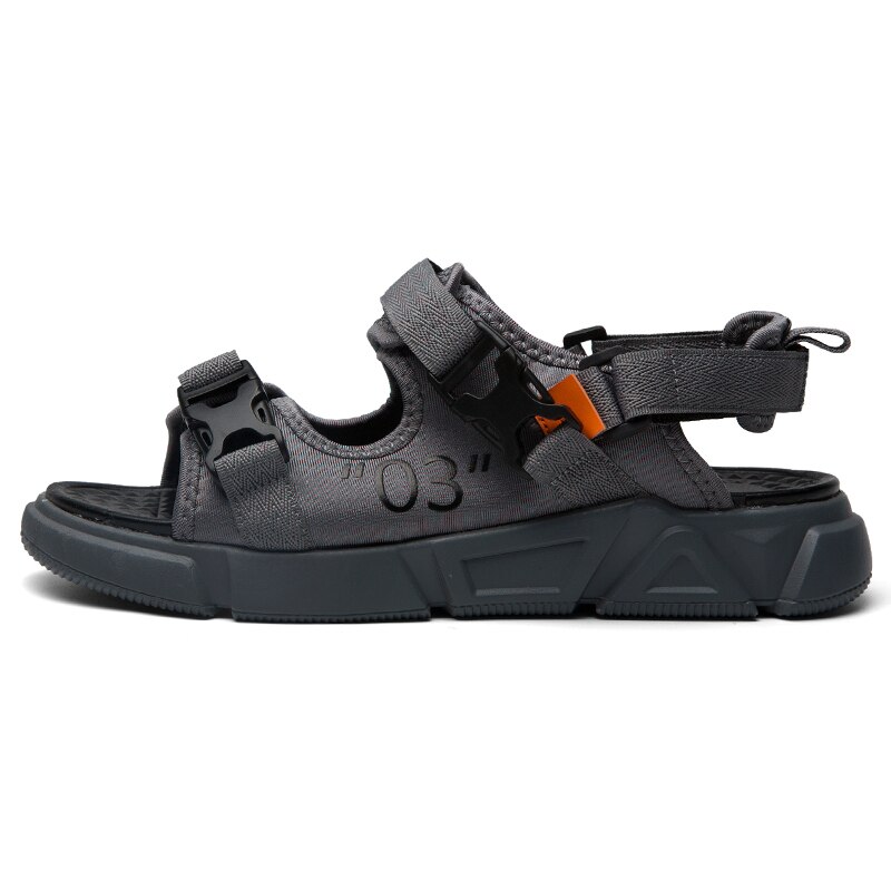 neue Trend Römischen Sandalen für Männer Sommer Herren Strand Wanderschuhe Schnalle Strand Sandalen Herren Schuhe: grau / 6,5