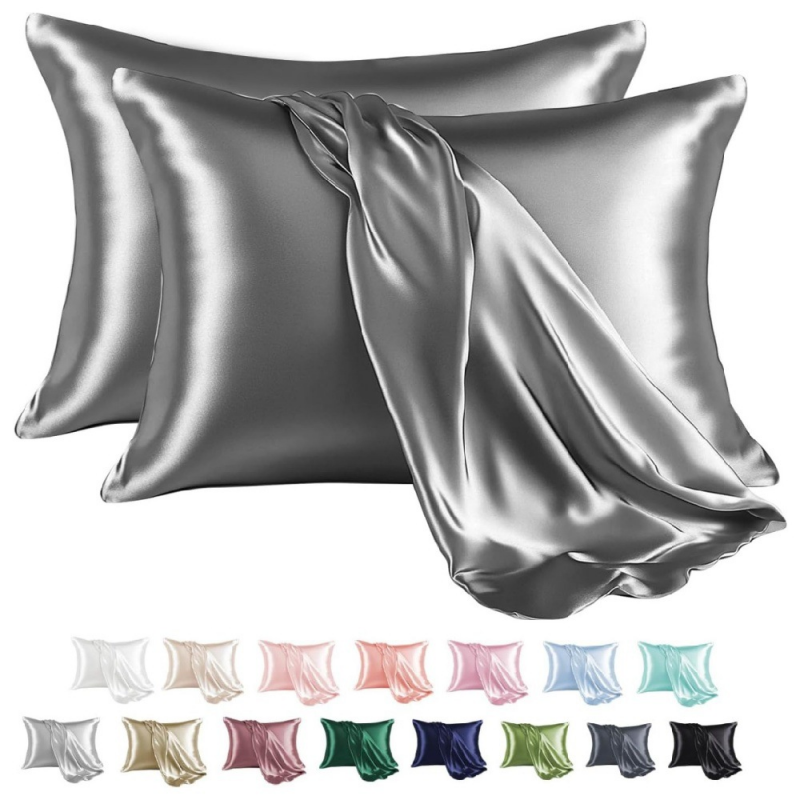 2Pcs/Set Satin Pillowcase Soft Breathable Smooth Cooling Pillow Covers for Sleeping Care Skin and Hair