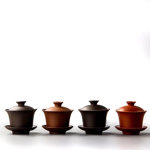 Kinesisk teaset gaiwan te koppar lera lera terrin 120ml lock skål tefat zisha te brygga te kopp