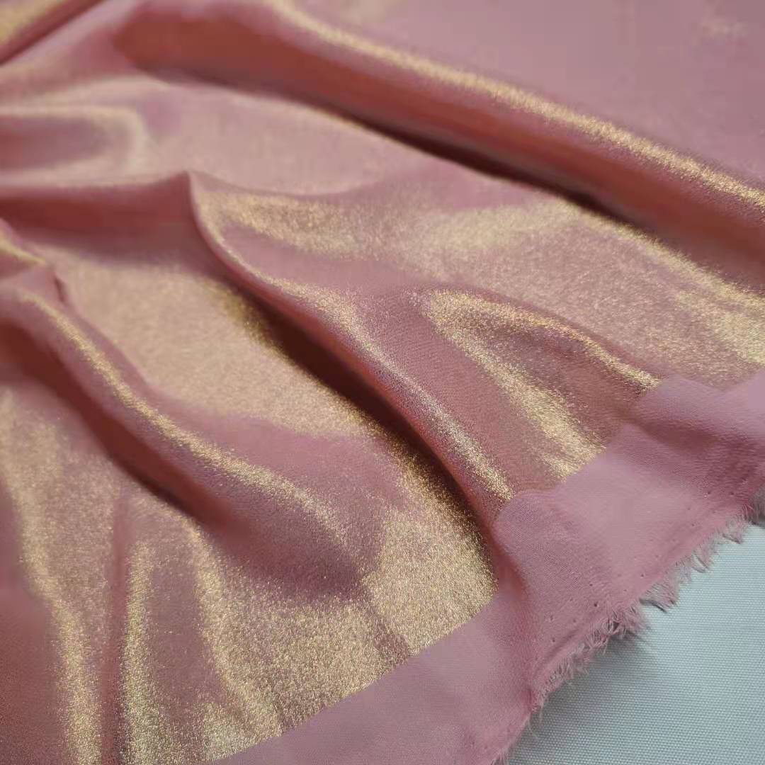 Bling Soft Chiffon Fabric Bronzed Summer Fabric Shiny Costume Cosplay Material: PINK