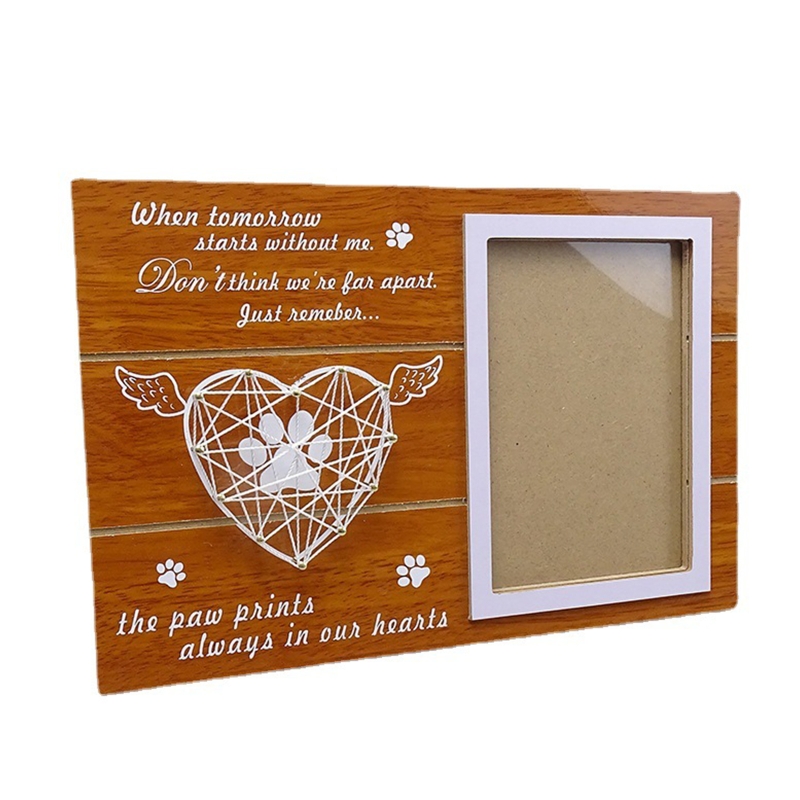 Wooden Dog Photo Frame Heart Shape Memorial Picture Frame Wood Crafts: 2