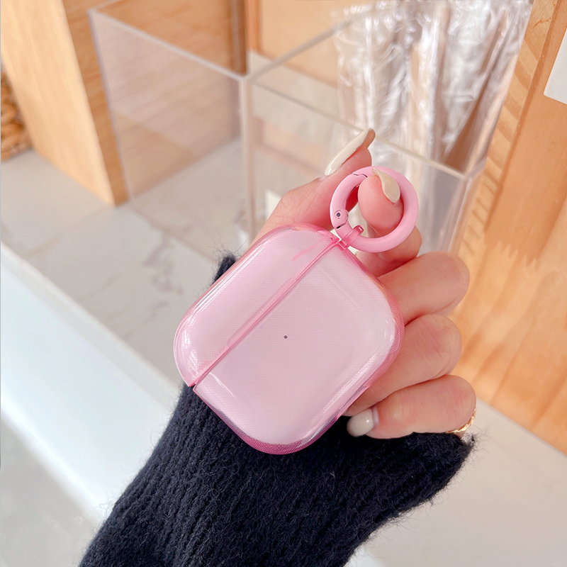 Funda fluorescente para auriculares de Color caramelo para Apple AirPods Pro 3 Air Pods 4 2 1 funda protectora transparente de TPU suave y transparente: XS / Rosa
