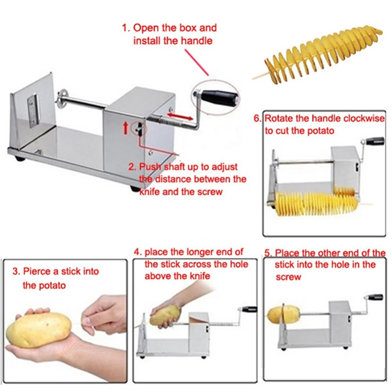 Stainless Steel Manual Tornado Potato Machine Spiral Twisted Taro Slicer Chips Cutter Machine