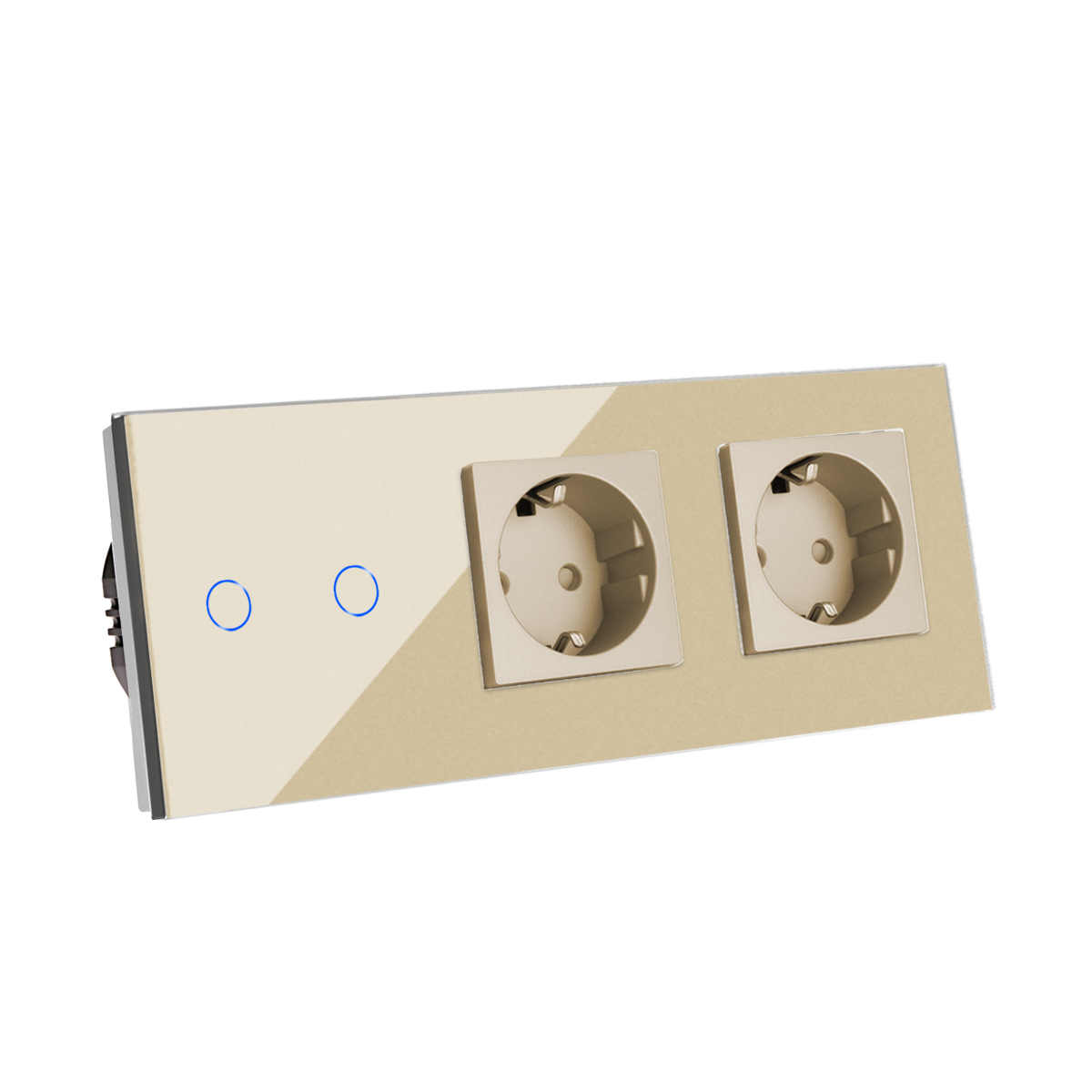 Wall Electrical Socket with Switch EU Standard 1/2/3Gang 1Way Light Switches Sensor and Single Double Power Sockets Outlets: Yellow