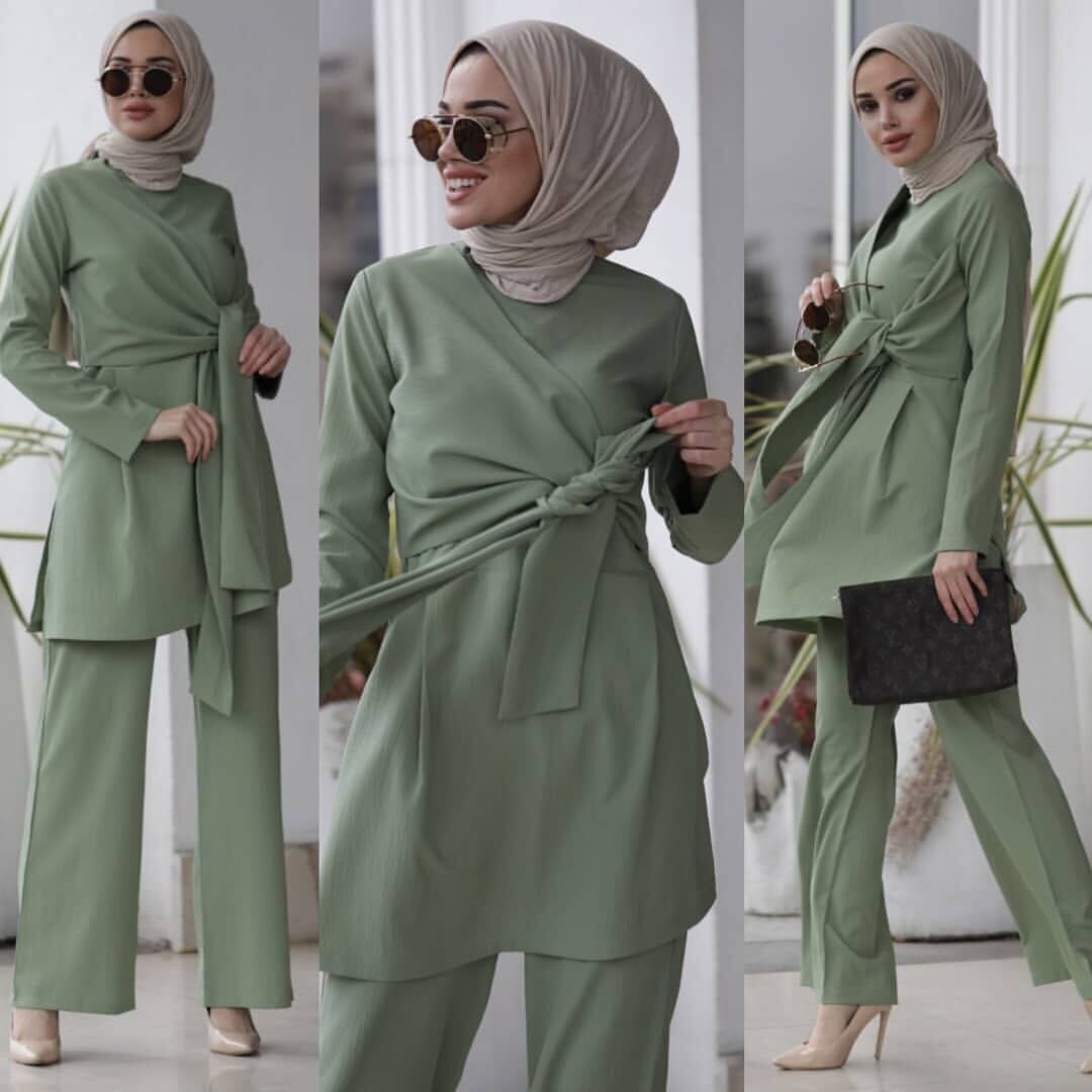 Eid tvådelade muslimska set kvinnor abaya kalkon hijab klänning kaftan marockansk kaftan islam kläder abayas musulman ensembler ramadan