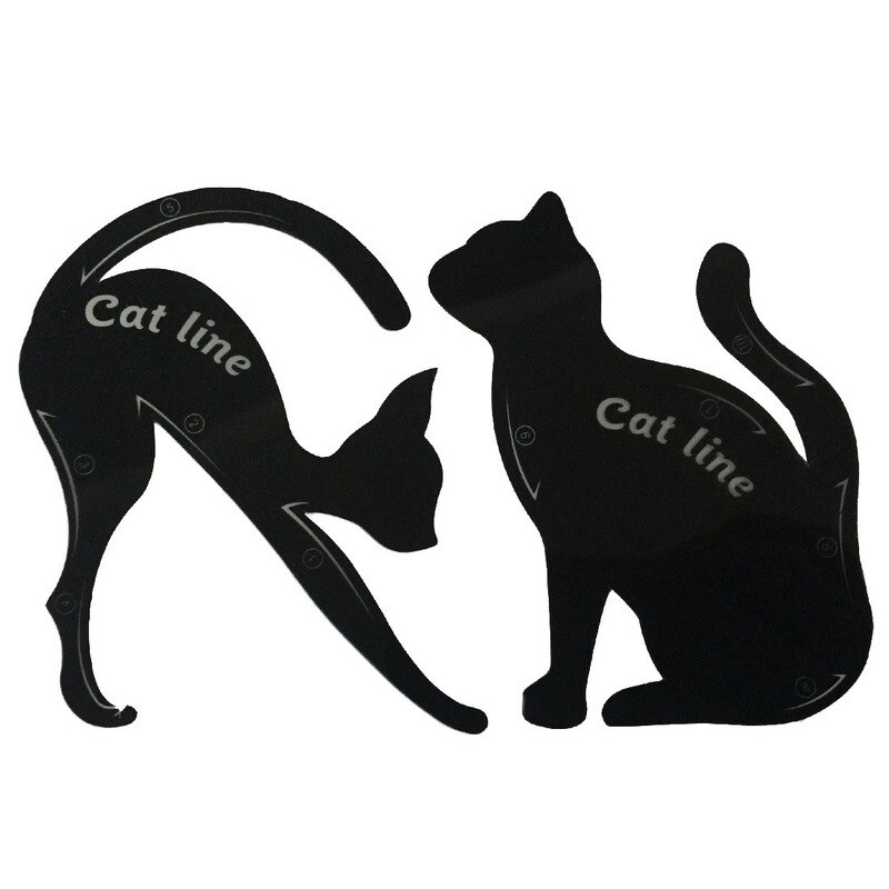 Plantillas para delineador de ojos de línea de gato, herramienta de maquillaje de ojos negra, modelo modelador de plantillas de línea de gato fácil de maquillar, tarjeta de delineador de ojos
