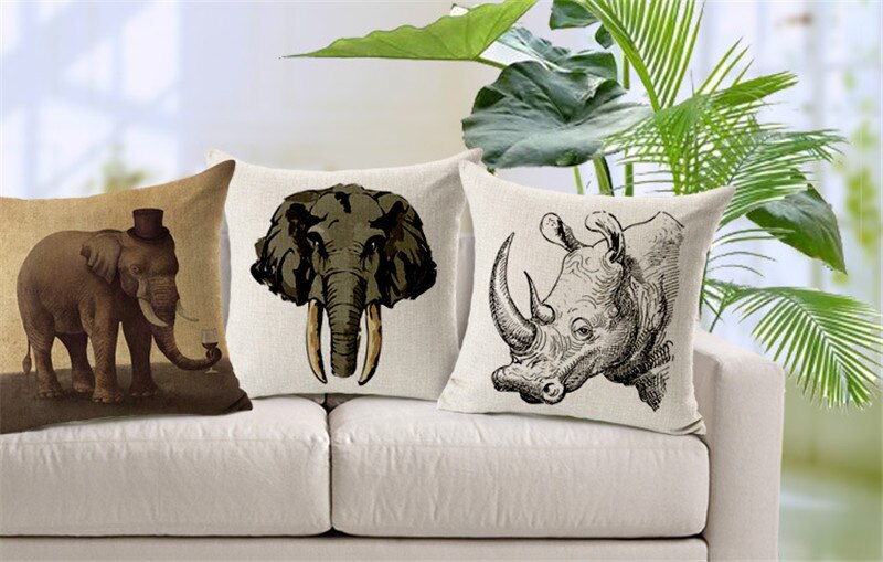 Coussins décoratifs de canapé cerf/Animal | , coussins de canapé sans noyau, Rhino en coton/Animal, décoration de la maison