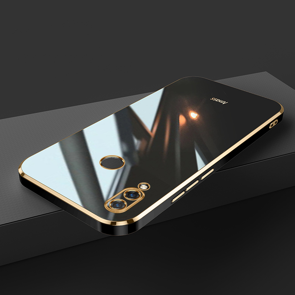 Luxus-hülle für huawei nova 3i 3 quadratisch, plattiert -lx1 stoßfest -lx1 weiche silikonrückseite, nova 3 schutzhülle: Aluminium / Schwarz