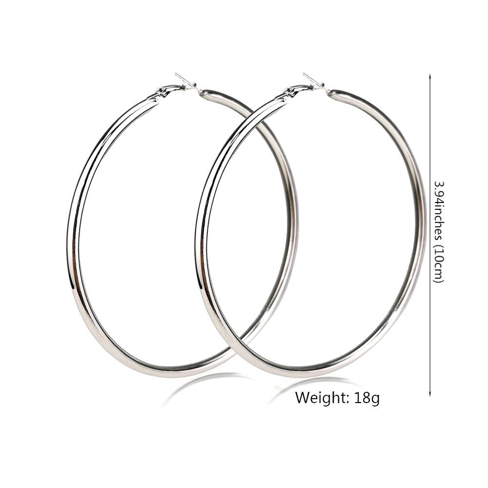 100mm Diameter Big Hoop Earrings For Women Large Metal Statement Earrings Party Jewelry Accessories UKMOC