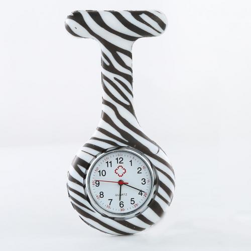 Reloj de enfermera con esfera redonda, reloj con números arábigos, de silicona, galvanoplastia, , broche de enfermera para Hospital: 11