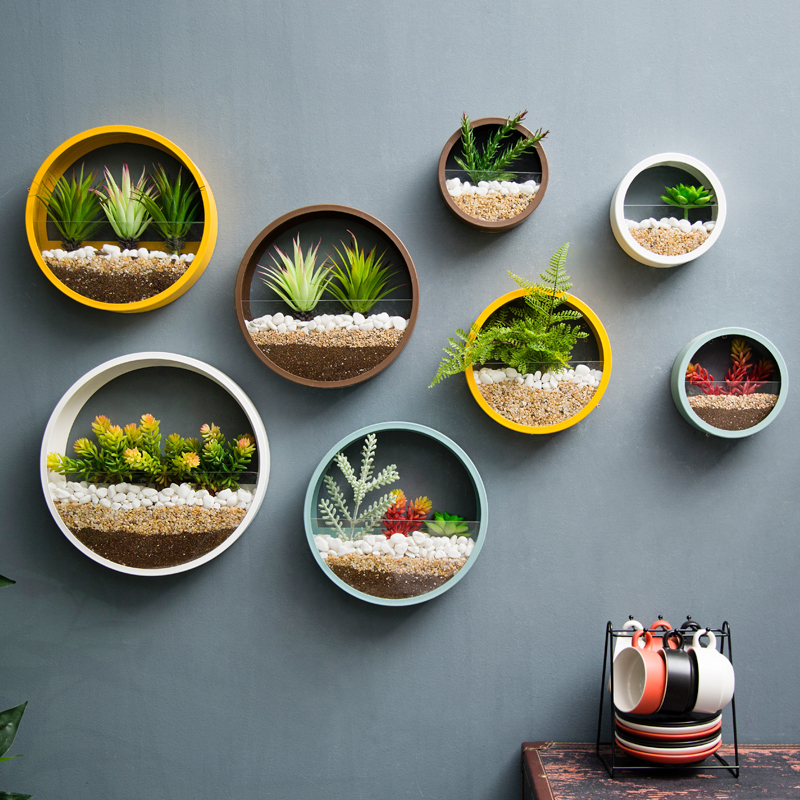 Jern kunst gennemsigtig glasvæg vase hjem stue restaurant kontor væg planter sukkulent plante hængende urtepotte