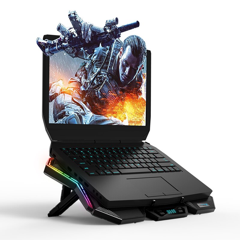 Gaming RGB laptop cooler 12-17 inch Led Screen Laptop cooling pad Notebook cooler stand with Six Fan and 2 USB Ports