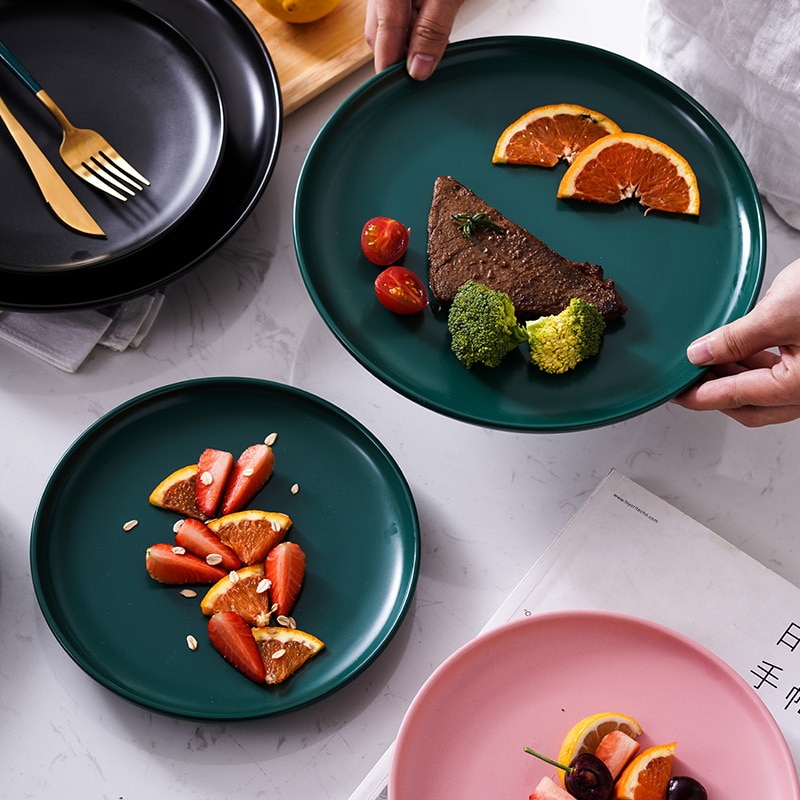 Huishoudelijke Keramische Servies Hotel Westerse Restaurant Chinese Schotel Netto Rode Ronde Steak Plaat Fruit Salade Schotel