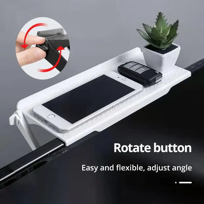 1pc White/Black Adjustable Hanging Rack for TV Set Top Box, Remote Control, Router & Small Accessories, Multi-Functional Storage