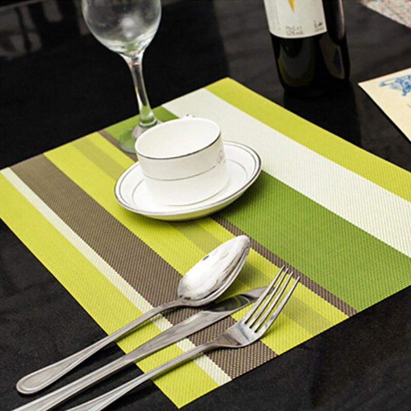 30*45cm Non-slip Pad Kitchen Accessories Stripe Pattern Dining Table Mats Oil-proof Table Placemat Heat Insulation Waterproof: green