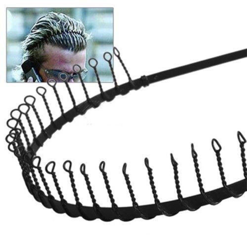 Mens Metal Football Headband Hairband with Teeth Black Soccer Sports Headband