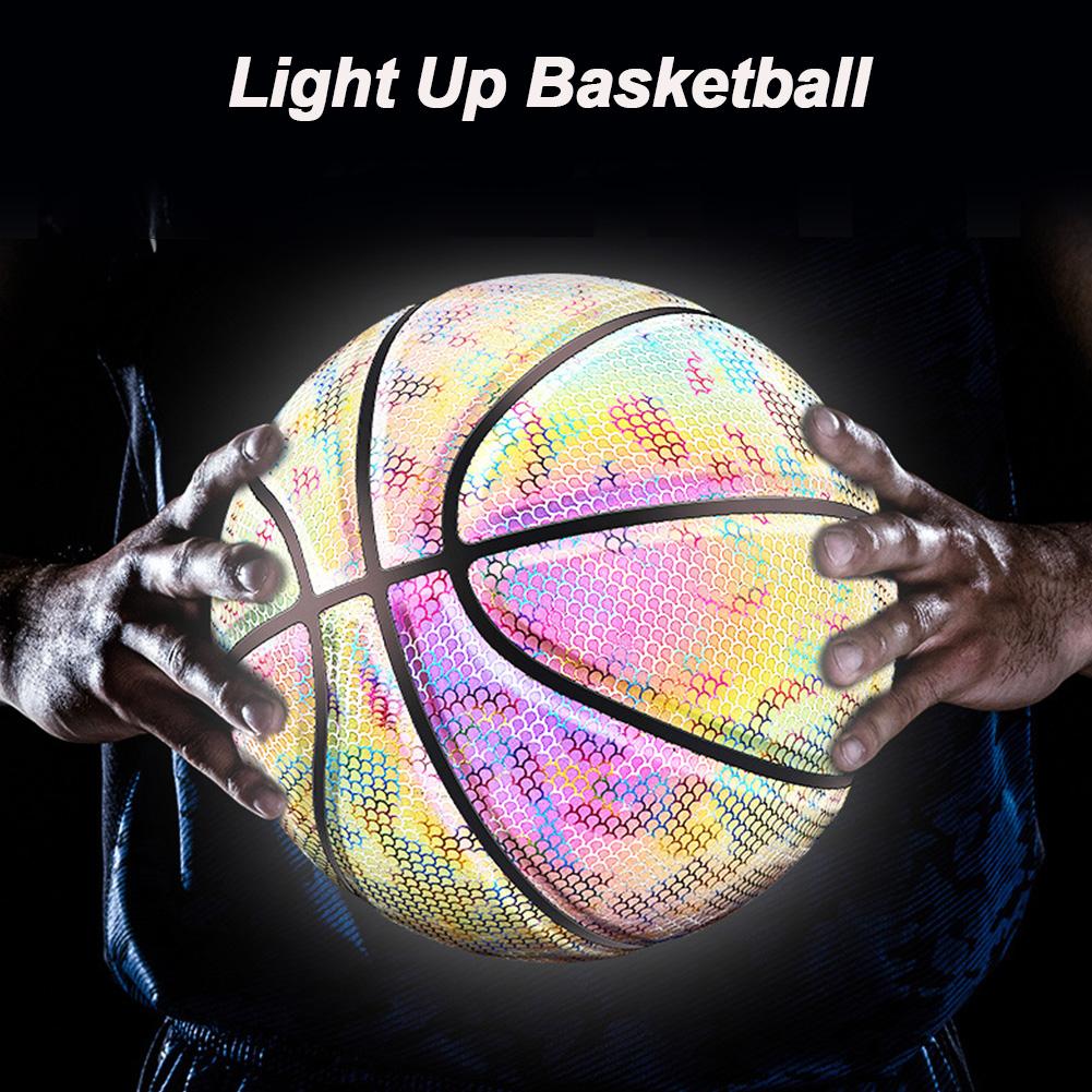 Illumina la palla da basket arcobaleno senza batteria PU Glow In The Dark basket (taglia 7) pallacanestro illuminata per uomo Teen Boy