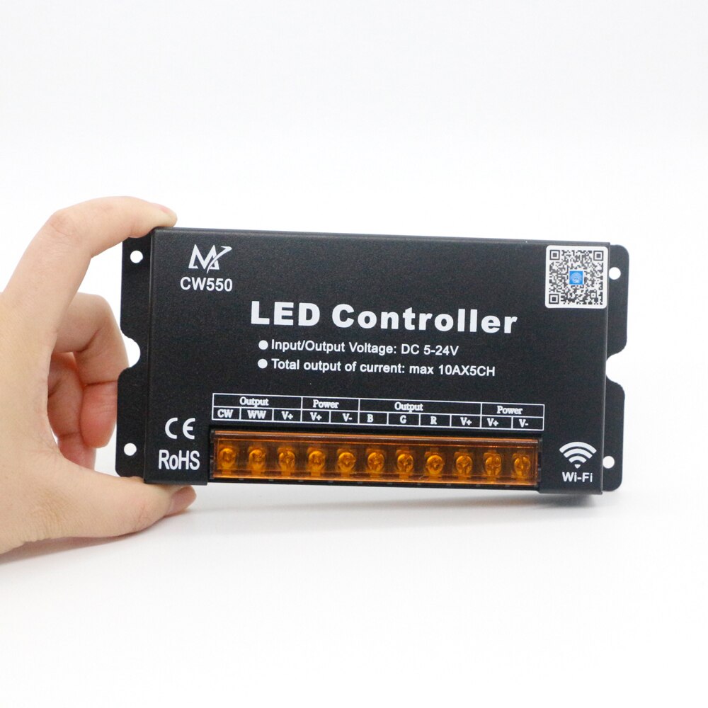 High Speed 50A wifi 5IN1 LED strip smart Controller IOS Android For Single color/CCT/RGB/RGBW/RGB+CCT Led Strip light DC 5-24V