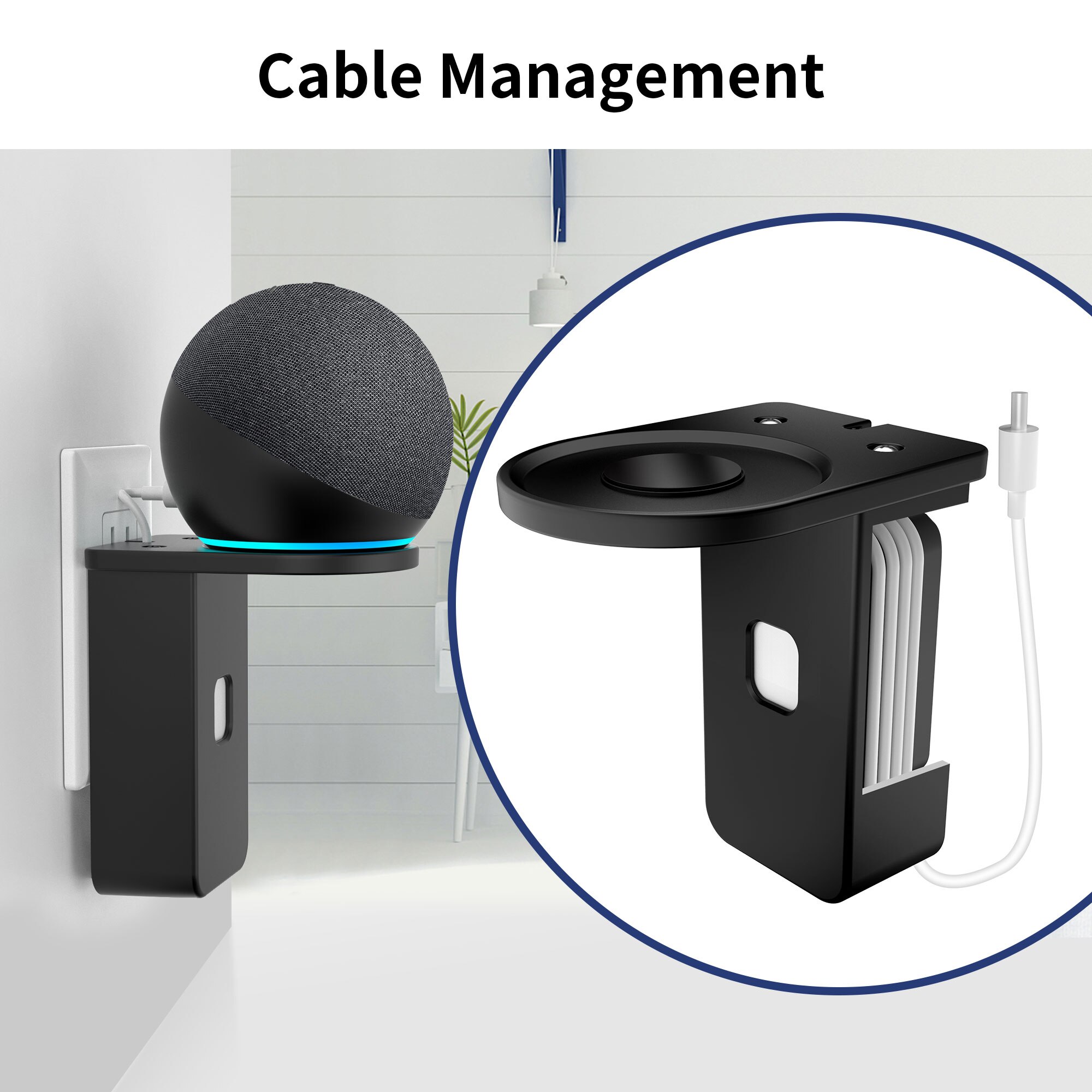 Homemont – support mural de sortie, pour Alexa Echo Dot de 4ème génération, support pour Assistants vocaux intelligents domestiques, gain de place