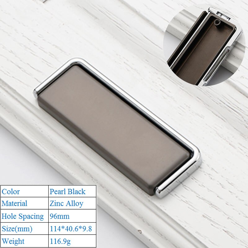 Modern Simple Drawer Wardrobe Door Handle Simple European Concealed Cabinet Door Handle Furniture Hardware Drawer Flush Knobs: Black 6287-96mm