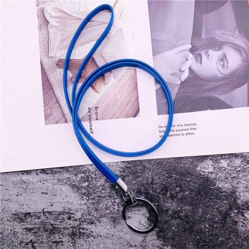 Geschäft PU Leder Lanyards Nacken Gurt Für Ich würde bestehen Karte Abzeichen Fitnessstudio Schlüssel/praktisch Usb Halfter Diy Hängen seil Lariat Schlüsselband: Blau