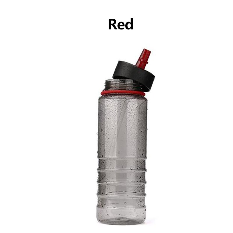 750ml udendørs kedel flip tritan halm drikke vandflaske cykel grønt bælte dække vandreture camping plast vandbæger: Rød