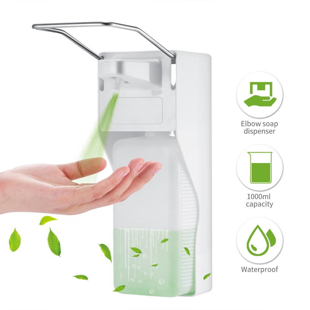 ABS Manual Soap Dispenser Elbow Press Soap Pump Wall-Mounted Sanitizer Dispenser For Home Hospital Hotel Bathroom 1000ml: spray type
