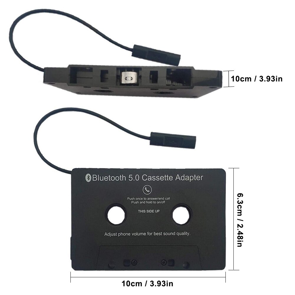 Car Cassette Player Adapter Car Audio Bluetooth 5.0 with Microphone 6H Music Time 168H Standby Adapter Car Audio Tape