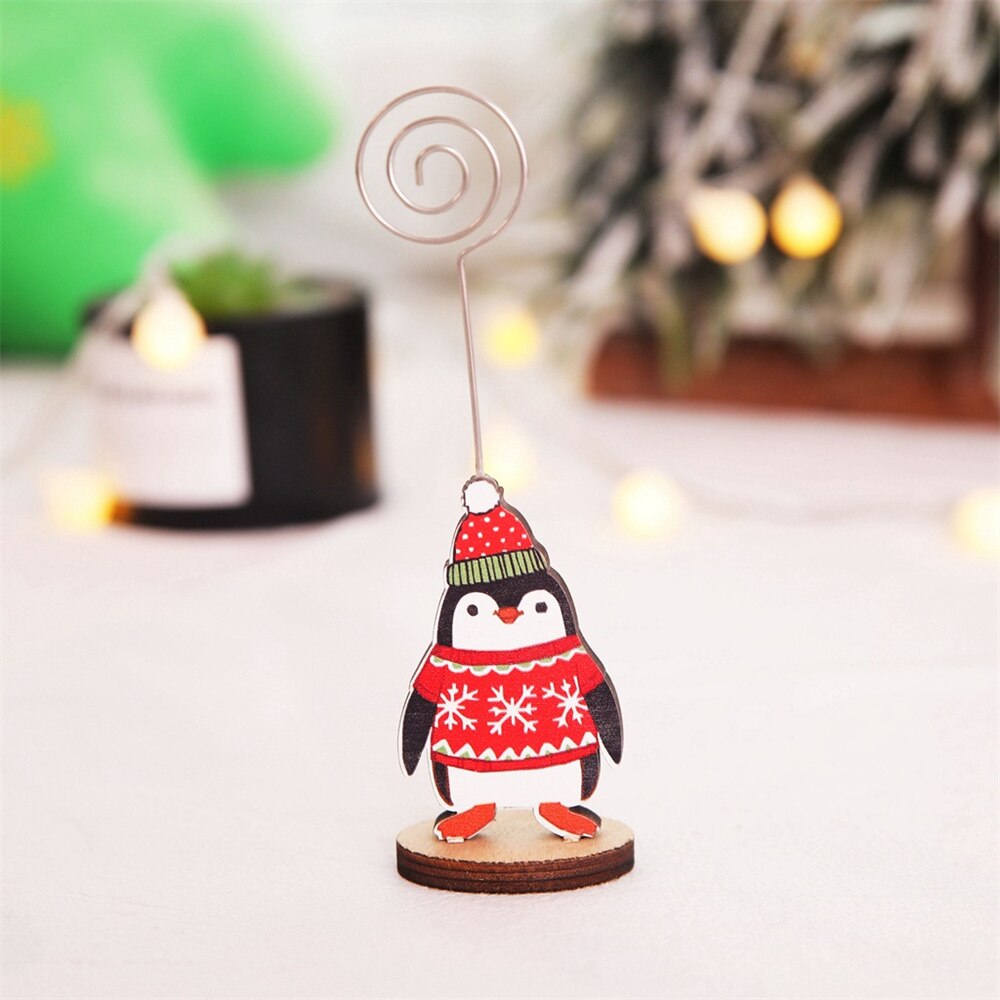 1pc Kawaii Karikatur Weihnachten Karte Halfter Santa Schneemann Elch Pinguin Memo Clip Hinweis Halfter Schule Büro Liefert Schreibtisch Dekoration: D