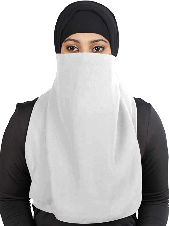 Muslim Women Veil Islamic Face Cover Arab Prayer Hijabs Hat Cap Full Cover: White