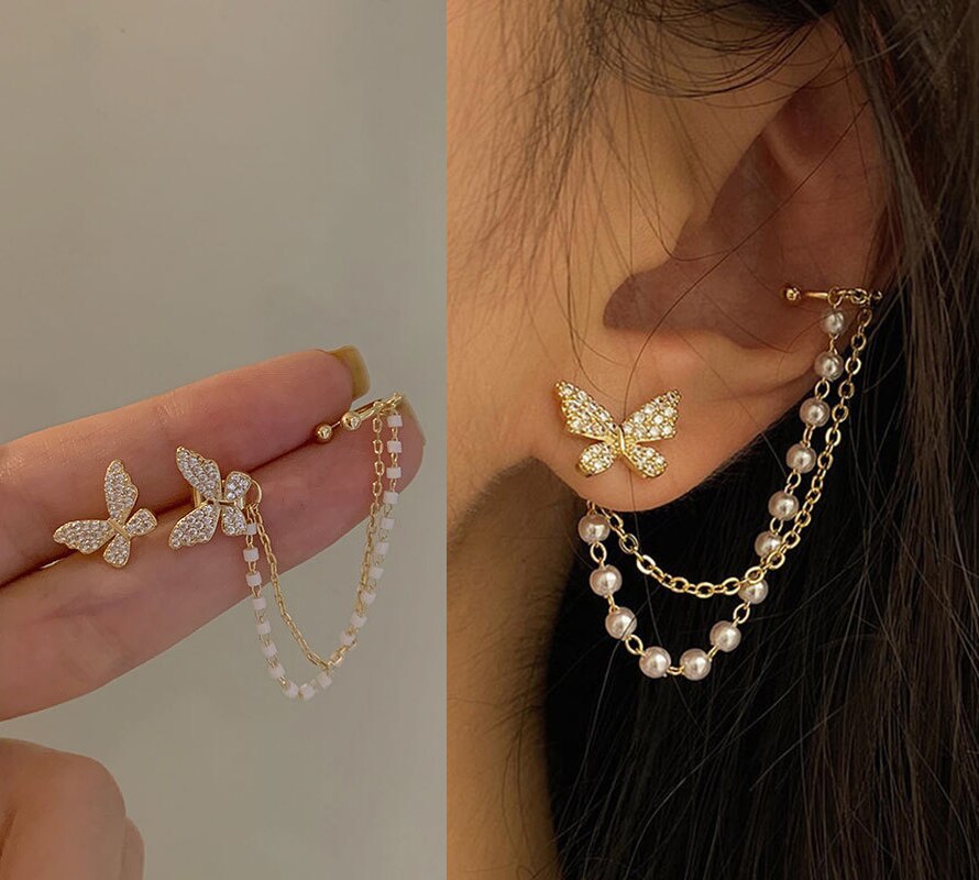 Koreanische Achteckigen Stern Quaste Ohrring für Frauen Ohr Manschetten Kühlen Schmuck Kette Jahrgang Kristall Ohrringe Geburtstag Party: 38
