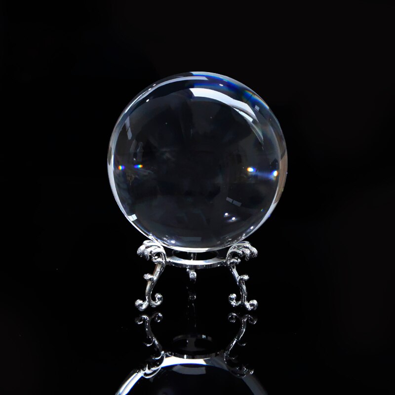 Crystal Ball Grote Transparante Kristallen Bol Geluk Regenboog Foto Kristal Bal Met Base