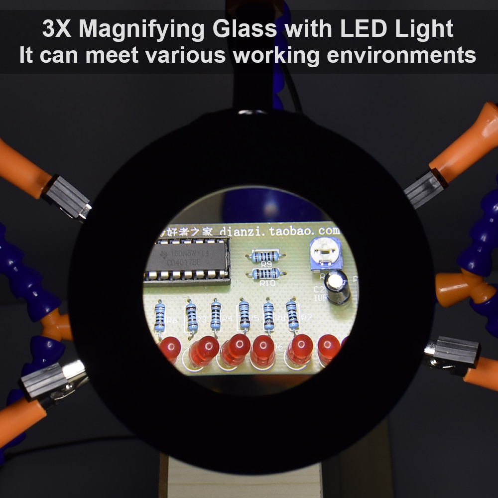 Newacalox juotosteline 3x led suurennuslasi pöytäkiinnike pcb hitsaus kolmannen käden apukäsityökalu juotoskokoonpanon korjaukseen